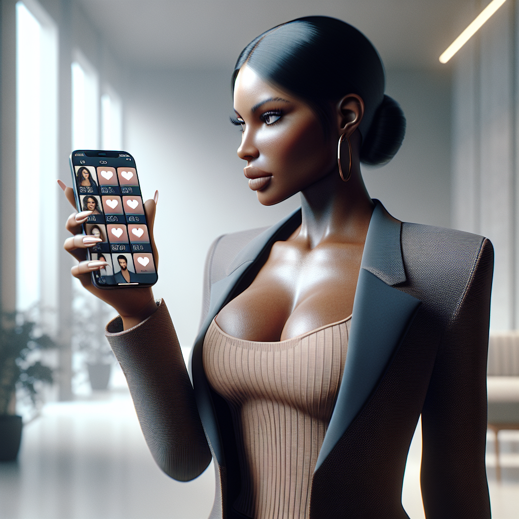 Stylish young woman using multiple dating apps on phone showing tinder bumble hinge interfaces